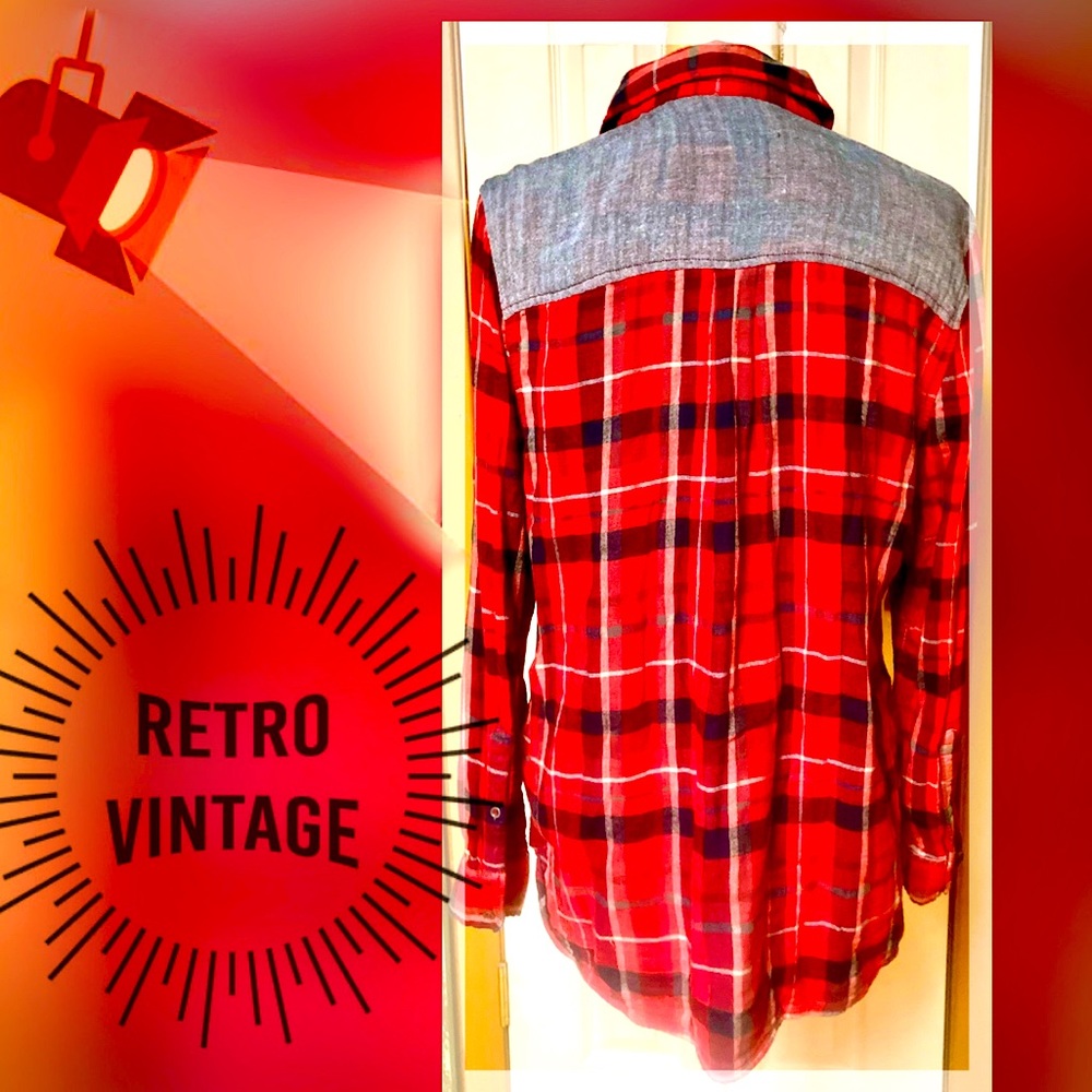 Vintage America Blues Tartan/chambray Flannel Artisan gorpcore style Shirt - Picture 1 of 10